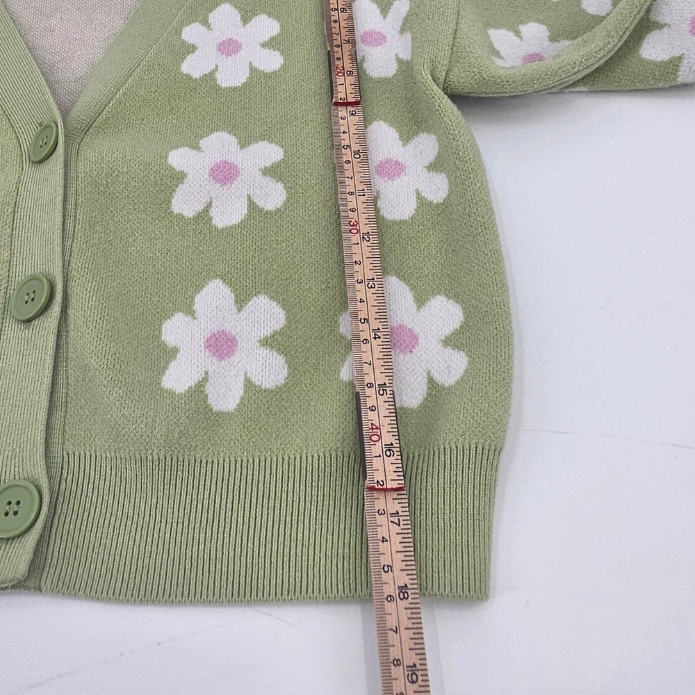 WILLOW & WIND DAISY CARDIGAN WOMENS LARGE GREEN WHITE FLORAL SOFT RAYON HIPPIE - Picture 10 of 12